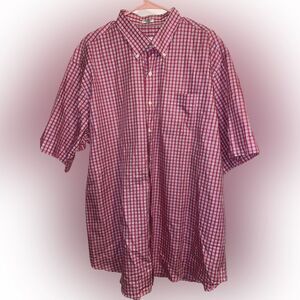 Peter Millar 100% Cotton Pink White Plaid Short Sleeve Button Down Size XXL